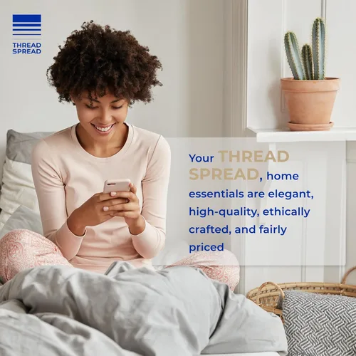 Miniatura 7 de THREAD SPREAD Sábanas Bajeras de 100% Algodón Tamaño Individual Paquete de 2 - 400 Número de Hilos 16" Bolsillo Profundo Sábana Bajera