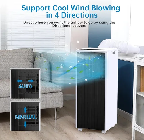 Miniatura 7 de Aire acondicionado portátil de 8000 BTU, aire acondicionado portátil 4 en 1 con ventilador, deshumidificador y modo de suspensión, unidades de aire