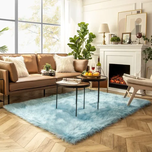 Miniatura 117 de Ashler Home Deco - Tapete de pelo sintético de oveja, mullido, suave, de 2 x 3 pies, lavable a máquina, dormitorio, habitación de los niños, sala