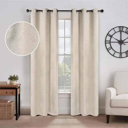 Miniatura 11 de BLUENILEMILLS Paneles de cortinas opacas para oscurecer la habitación con bolsillo para barra, cortinas perfectas para ventanas de cocina, Beige
