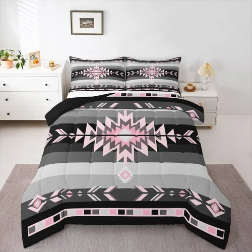 Miniatura 41 de Feelyou Juego de edredón geométrico del suroeste para niños y niñas, edredón nativo del suroeste, tamaño individual, juego de ropa de cama