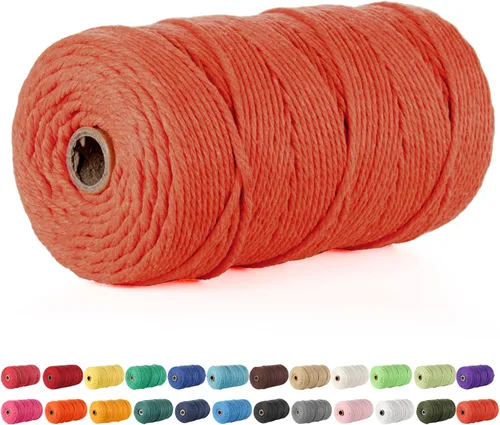 POZEAN Cordón de macramé de 0.118 pulgadas, 0.118 pulgadas, 220 yardas (unos 656.2 ft), hilo de macramé de algodón 100% natural para colgar en la
