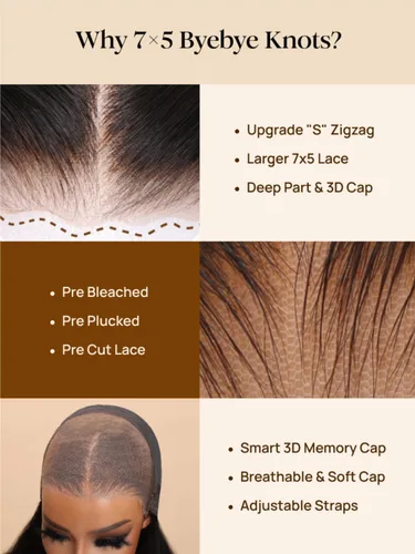Miniatura 7 de Pelucas de cabello humano Bob de Beauty Forever, rubia con raíces marrones, parte lateral, corte recto, 7x5 encaje HD, adiós a los nudos, peluca Bob