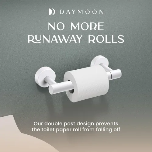 Miniatura 7 de Day Moon™ Soporte de pared para papel higiénico blanco mate, soporte giratorio moderno para rollo de papel higiénico