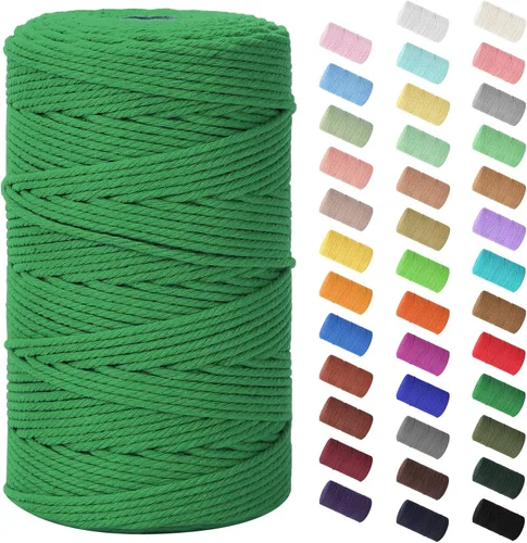 Miniatura 37 de Cordón de macramé de 0.079 in x 380 yardas (1140 pies), cuerda de algodón natural para colgar en la pared, ganchos de plantas, manualidades, Beige