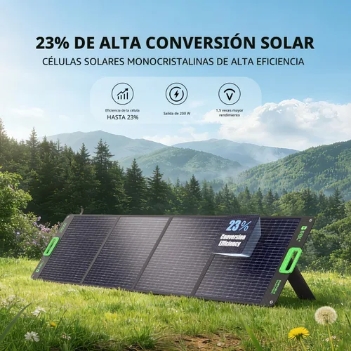 Miniatura 2 de EBL Panel solar portátil de 200 W para estación de energía, cargador solar plegable con 4 soportes, kit de panel solar impermeable IP65 con salida