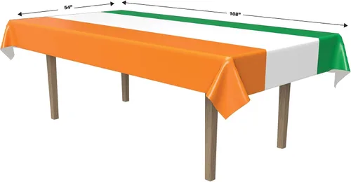 Miniatura 2 de Beistle Mantel irlandés, 54 x 108 pulgadas, 2 piezas, mantel de plástico, mantel rectangular, a rayas, día de San Patricio, decoraciones del día