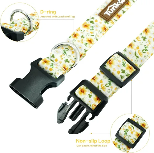 Miniatura 4 de Tunkoo Collar de perro de flores de margarita, bonito collar floral ajustable para perros machos y hembras con hebilla de plástico fuerte