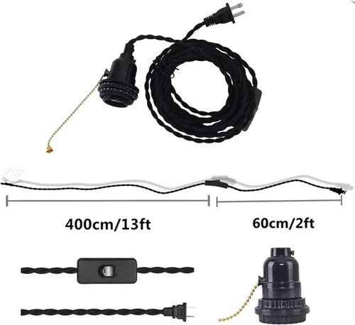 Miniatura 3 de EFINEHOME 1 lámpara colgante con interruptor de encendido/apagado de cable de 15 pies con cadena de tracción, lámpara colgante de jaula industrial