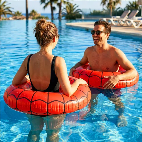 Miniatura 7 de Flotador de piscina con bandera de Estados Unidos de 36 pulgadas, anillo inflable para piscina, flotador patriótico redondo para playa, lago
