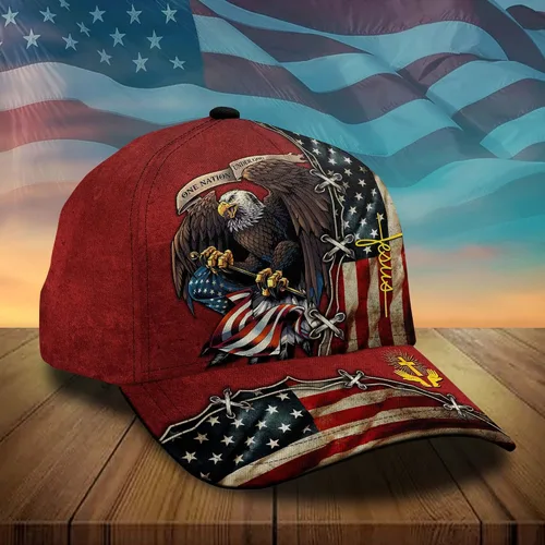 Miniatura 3 de CleveFit 3D Printed, One Nation Under God Baseball Cap, American Eagle Hat for USA Patriots, Unique Design Hat