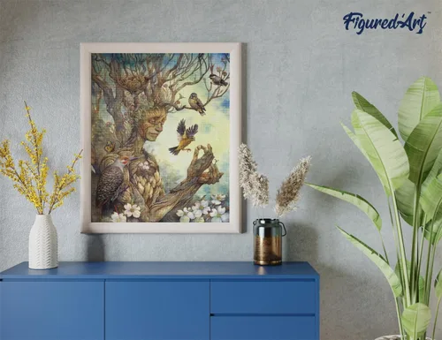 Miniatura 3 de Figured'Art Kit de arte de pintura de diamantes para adultos de 16 x 20 pulgadas con marco, taladro cuadrado completo 5D, el árbol de la mujer