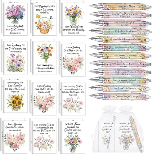 Miniatura 34 de Mooliwe Conjunto de Regalo de Afirmación Positiva de 24 Juegos/48 Piezas, Cuadernos de Gratitud con Bolígrafos, Bolsas Pequeñas, Blocs de Notas