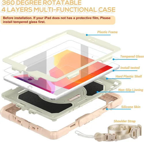 Miniatura 4 de BLOSOMEET Bonita funda para iPad de 9ª generación 2021 de 10.2 pulgadas con protector de pantalla de vidrio templado y soporte para bolígrafo, funda