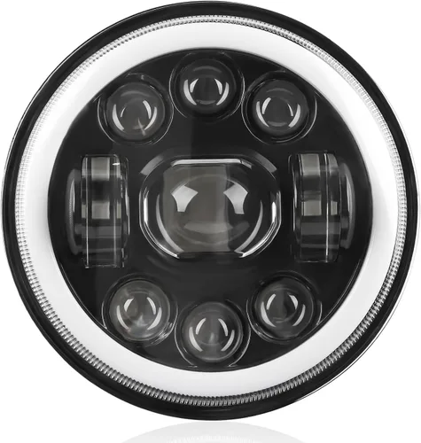 Faro delantero redondo de 5.75 pulgadas para motocicleta, faros delanteros redondos de haz alto y bajo, DRL, señales de giro ámbar compatibles con