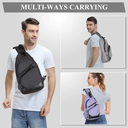 Miniatura 2 de VASCHY Bolso bandolera para hombres y mujeres, una correa sobre el hombro, mochila cruzada para el pecho, para senderismo, viajes, exteriores Negro