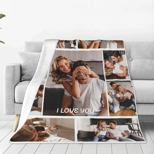 Miniatura 7 de Manta personalizada con collage de fotos, texto, mantas con imágenes personalizadas, regalos para cumpleaños, bodas, para madres, papás, manta