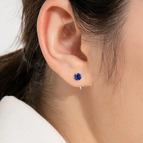 Miniatura 39 de 925 Sterling Silver Small Huggie Half Hoop Earrings for Women