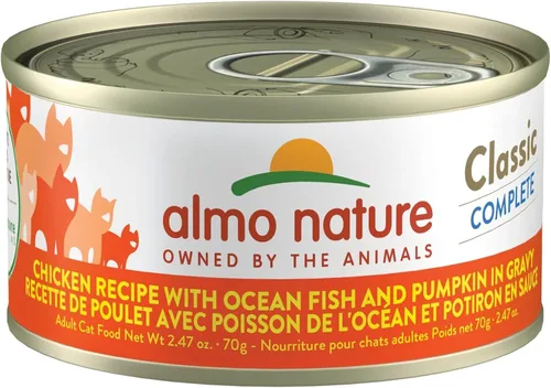Miniatura 5 de almo nature Comida húmeda clásica para gatos, receta de pollo con brócoli en salsa, sin granos, sin OMG, sin colores ni sabores artificiales, 2.47