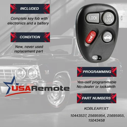 Miniatura 3 de Control remoto de llave de coche de entrada sin llave compatible con 2001-2005 Chevy Impala Monte Carlo / 2004 Pontiac Grand Prix