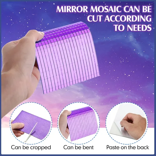 Miniatura 3 de Azulejos de mosaico autoadhesivos para proyectos de manualidades, 0.197 x 0.197 in (morado, 7200 piezas)