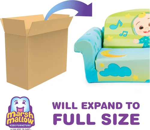 Miniatura 4 de Marshmallow Furniture, Sofá de Juego Cocomelon 3 en 1 para Dormir, Tumbona Convertible para Niños, Sofá Cama y Colchón para Siesta de Espuma