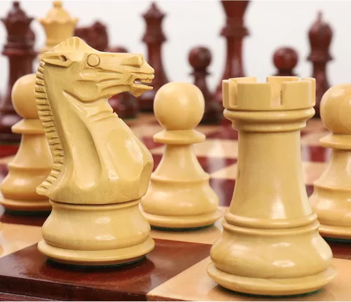 Miniatura 2 de Royal Chess Mall - Juego de piezas de ajedrez profesional Staunton de 3.9" - Madera de Budrose ponderada