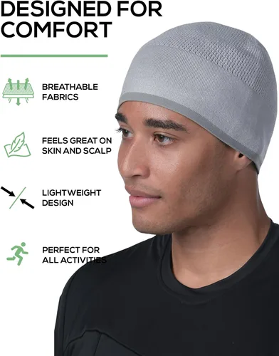 Miniatura 3 de SAAKA Gorro de bambú. Suave y ligero. Correr, deportes de nieve. Gorra de calavera para hombres y mujeres