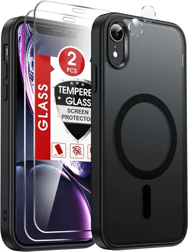 LeYi Funda para iPhone XR: con protector de pantalla X2 + 2 funda para cámara [compatible con MagSafe] Funda protectora magnética i iphoneXR,