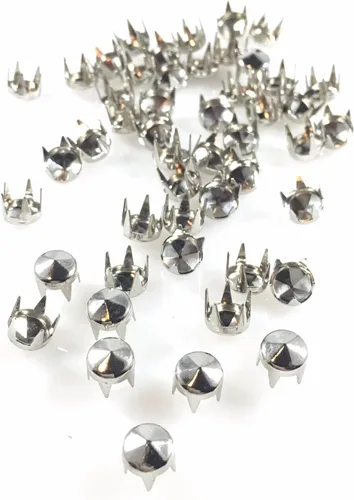 Puntos - PUNTOS: TAMAÑO 30/107 PIERNA LARGA - Redondo con Seis Facetas Acabado en Níquel 100 PCS - 4 Piernas - 6MM 15/64".