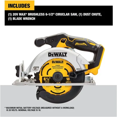 Miniatura 2 de DEWALT Sierra circular inalámbrica sin escobillas de 20 V MAX* 6-1/2 pulgadas, solo herramienta (DCS565B)