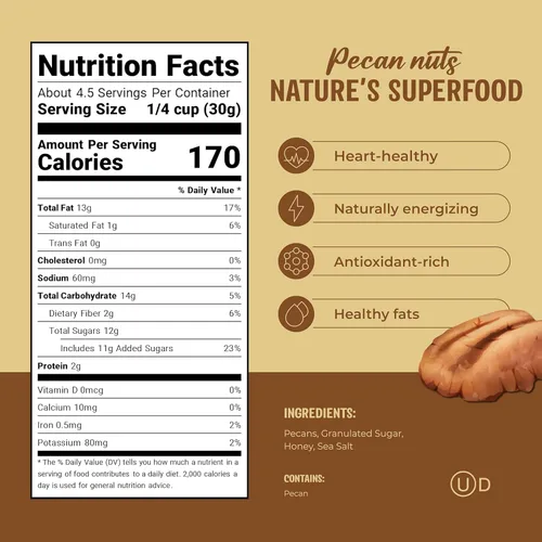 Miniatura 2 de Nueces pecanas glaseadas con miel de 5 onzas – Nueces pecanas caramelizadas con miel real, aperitivo crujiente y dulce de nueces tostadas en bolsa