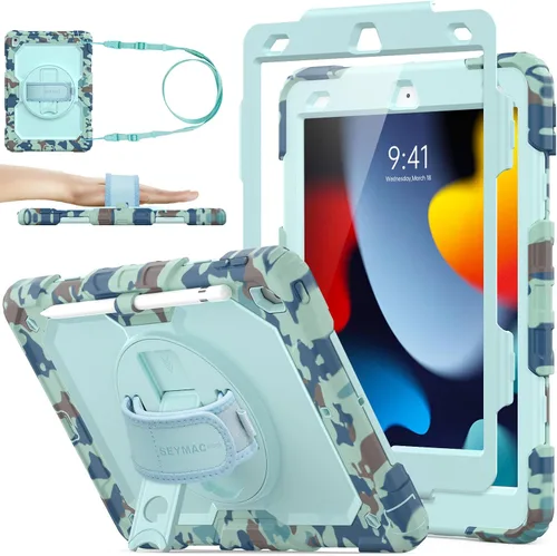 Miniatura 12 de SEYMAC stock Funda para iPad de 9ª/8ª/7ª generación de 10.2", a prueba de golpes con protector de pantalla, soporte para lápiz