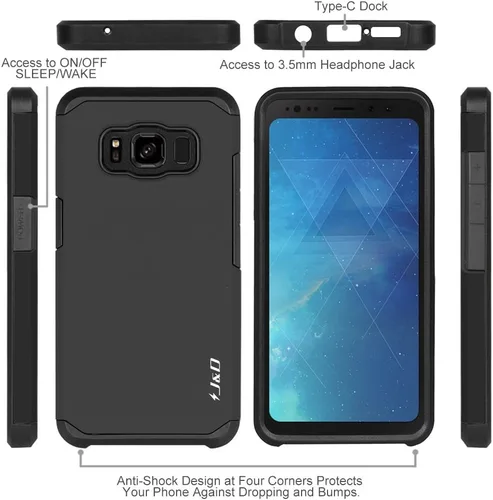 Miniatura 3 de J&D Funda compatible con Galaxy S8 Active, resistente de doble capa híbrida a prueba de golpes, resistente, no para S8 o S8 Edge, color negro