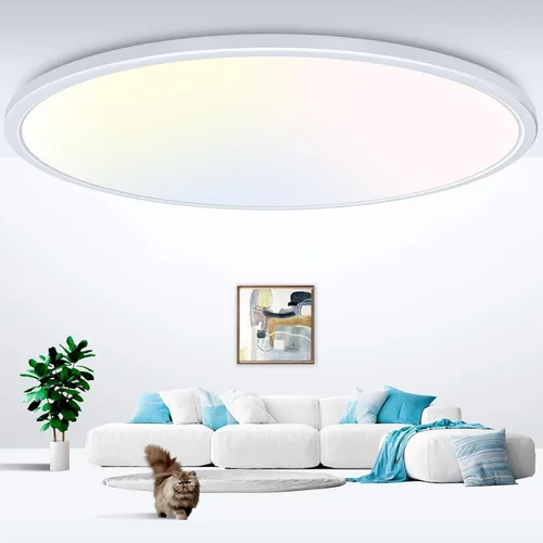 Miniatura 43 de Zemty Paquete de 8 lámparas de techo LED de montaje empotrado de 12 pulgadas, lámpara de techo súper delgada de 28 W 3200 lm, lámpara de techo Negro