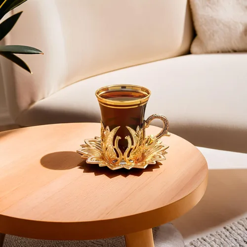 Miniatura 2 de Vasos de té turco vintage hechos a mano con platillo y soportes, tazas otomanas y árabes, juego de 6 para servir a los invitados, té, cena, regalos