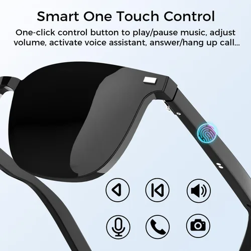 Miniatura 4 de Lentes inteligentes, lentes Bluetooth para hombres y mujeres, con altavoces, asistente de voz, protección UV, lentes magnéticos polarizados