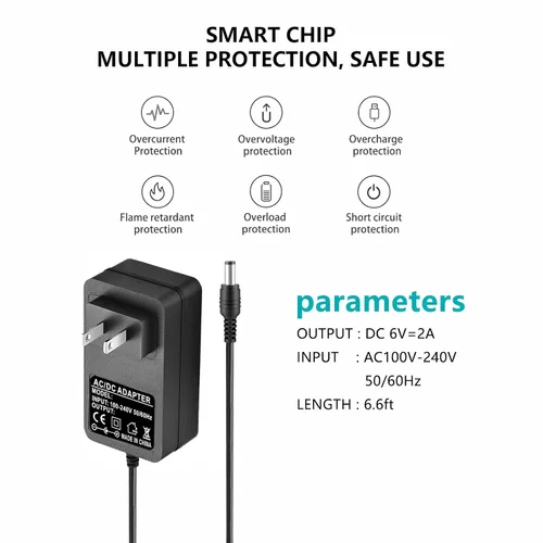 Miniatura 3 de Fuente de alimentación 6V 2A Adaptador de CA DC 6Volt Adaptador de corriente Cargador DC en 6V Cable de alimentación para elíptica ProForm XP 110