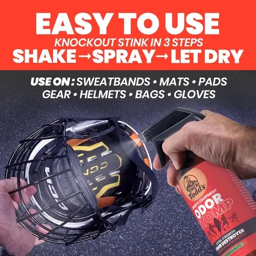 Miniatura 4 de Uncle Todd's Odor Stomp - Spray eliminador de olores para equipo deportivo, desodorante enzimático extra fuerte para fútbol, hockey, bolsas
