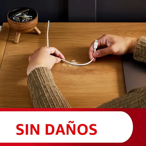 Miniatura 7 de Command Ganchos redondos para cables, Clips para colgar cables sin dañar, Clips de pared sin herramientas para colgar cables eléctricos