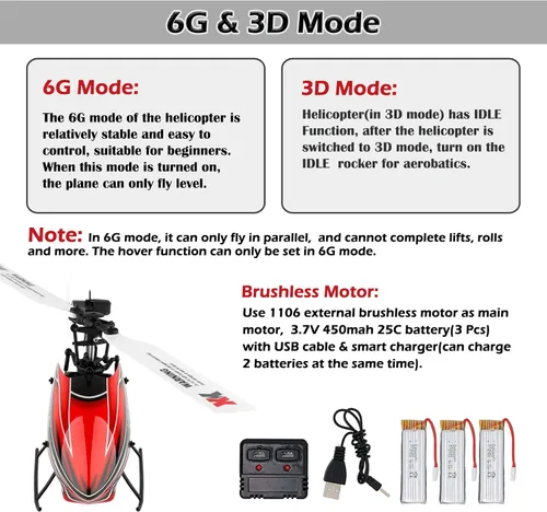 Miniatura 4 de CKYSCHN WLtoys K110S XK Helicóptero RC sin escobillas 6CH, 2.4G Helicóptero de control remoto para adultos - Helicóptero de vuelo invertido 3D