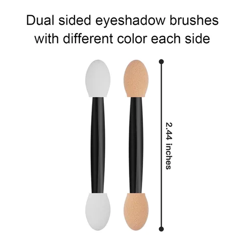Miniatura 2 de Cuttte 120 aplicadores desechables de esponja de sombra de ojos de doble cara con contenedor, 2.44 pies de longitud, brochas de sombra de ojos, Negro
