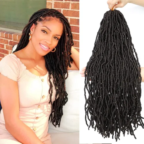 Miniatura 45 de Mezcla de cabello humano trenzado sintético bohemio para trenzar, 16 pulgadas de onda profunda a granel para trenzas bohemias, 2 piezas de cabello 1b