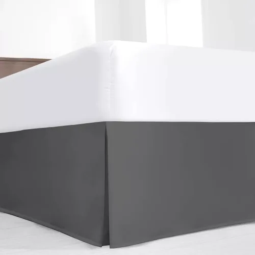 Miniatura 8 de Falda plisada de lujo para cama individual con esquinas divididas, caída a medida de 16 pulgadas, fácil ajuste, volantes plisados contra el polvo