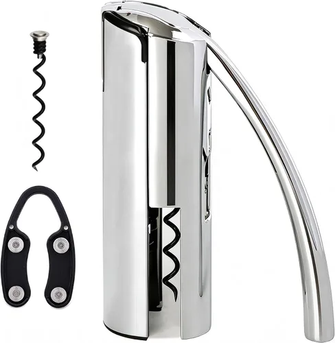 KAYCROWN Abridor de vino, sacacorchos de palanca vertical de acero inoxidable con cortador de lámina, espiral extra y caja de regalo premium,