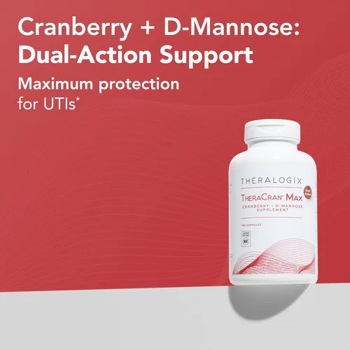 Miniatura 2 de Theralogix TheraCran Max - Suplemento de arándano + D-manosa para hombres y mujeres - Apoyo a la salud del tracto urinario - Suministro para 90 días