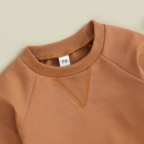 Miniatura 66 de Conjunto de 2 piezas de sudadera de manga larga con cuello redondo y pantalones casuales para bebés y niños pequeños