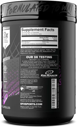 Miniatura 2 de EFX Sports Kre-Alkalyn EFX Suplemento de píldora de monohidrato de creatina con pH correcto Fuerza, crecimiento muscular y rendimiento 200