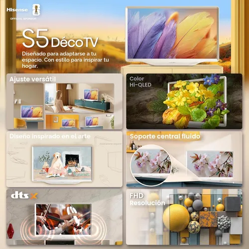 Miniatura 4 de Hisense Serie S5 DécoTV QLED FHD Smart Fire TV de 32 pulgadas (32S5QF, modelo 2025) - Ajuste versátil, color Hi-QLED, diseño inspirado en el arte