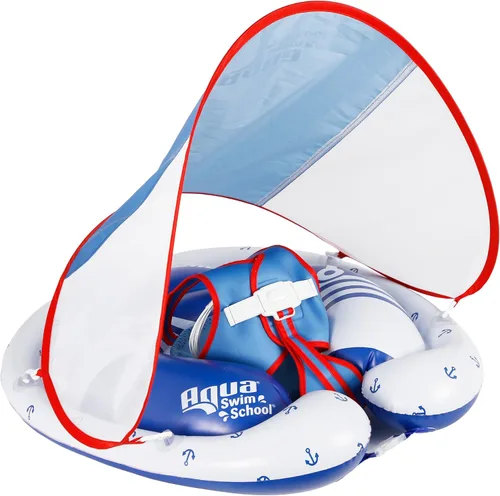 SwimSchool Freestyle - Flotador de piscina para bebé con múltiples posiciones, asiento de seguridad ajustable, natación libre, doble cámara de aire